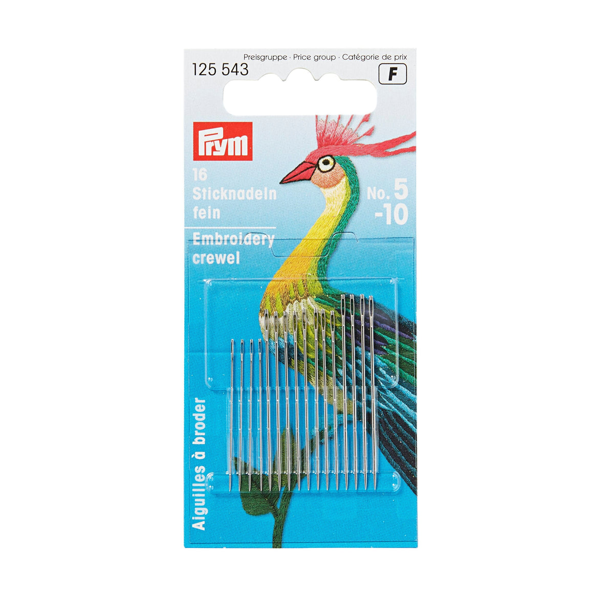 Prym Fine Embroidery Needles HT 5-10: Si-Colour Assortment - 125543