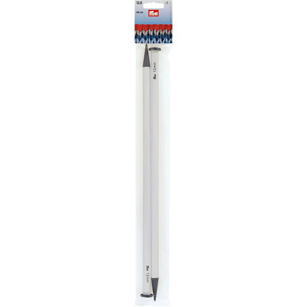 Prym Single-Pointed Knitting Pins 40cm 12mm Grey Plastic - 218233