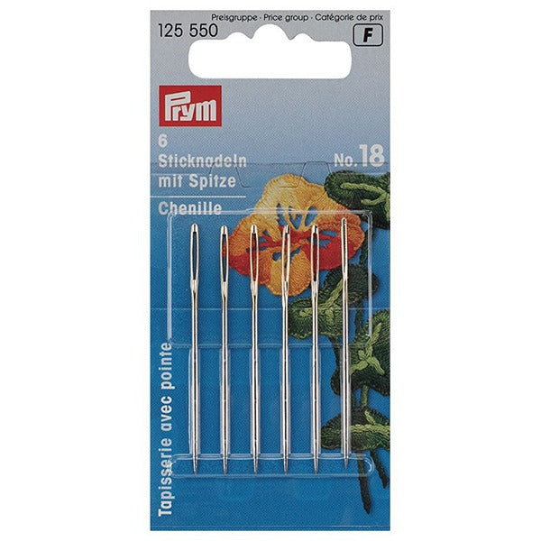 Prym Embroidery Needles: Chenille Sharp No. 18, 1.20x50mm - 125550