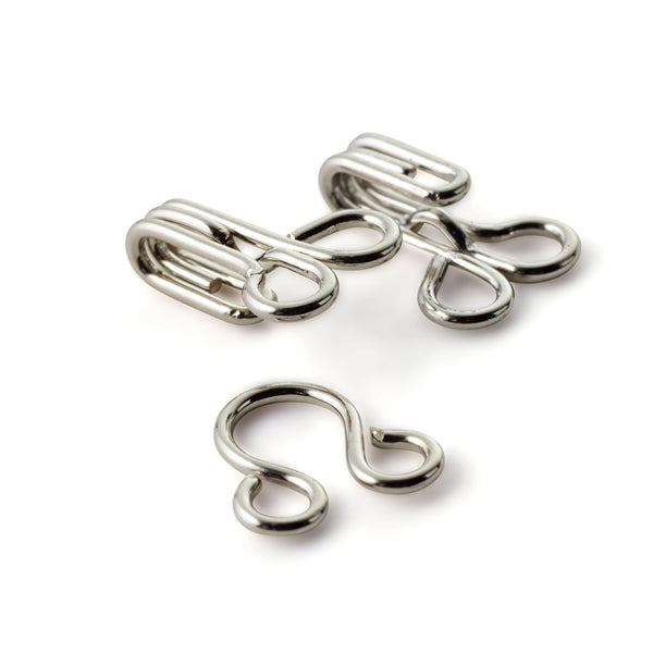 Prym Hooks and Eyes: Brass 2 Silver Colour for Secure Fastening - 263845