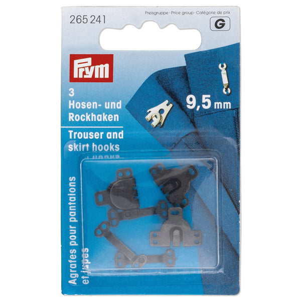 Prym Trouser & Skirt Hooks/Bars Brass 9.5mm Black Essentials - 265241