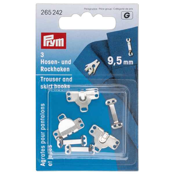 Prym Trouser & Skirt Hooks/Bars 9.5mm Silver - Quality Fasteners - 265242