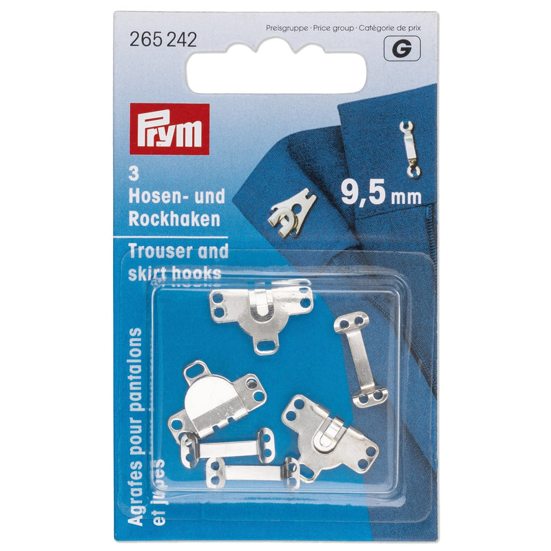 Prym Trouser & Skirt Hooks/Bars 9.5mm Silver - Quality Fasteners - 265242