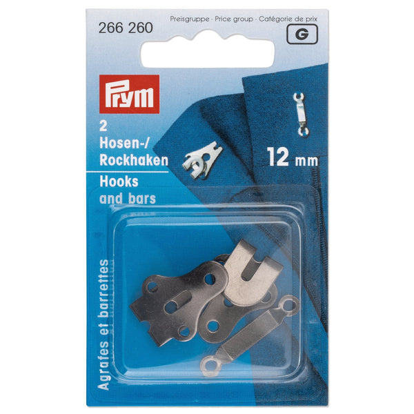 Prym Trouser & Skirt Hooks: Durable Steel Black 12mm - 266260