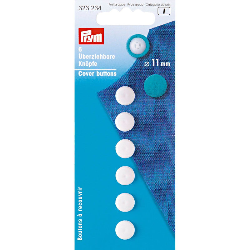 Prym Cover Buttons 11mm Plastic White - 323234