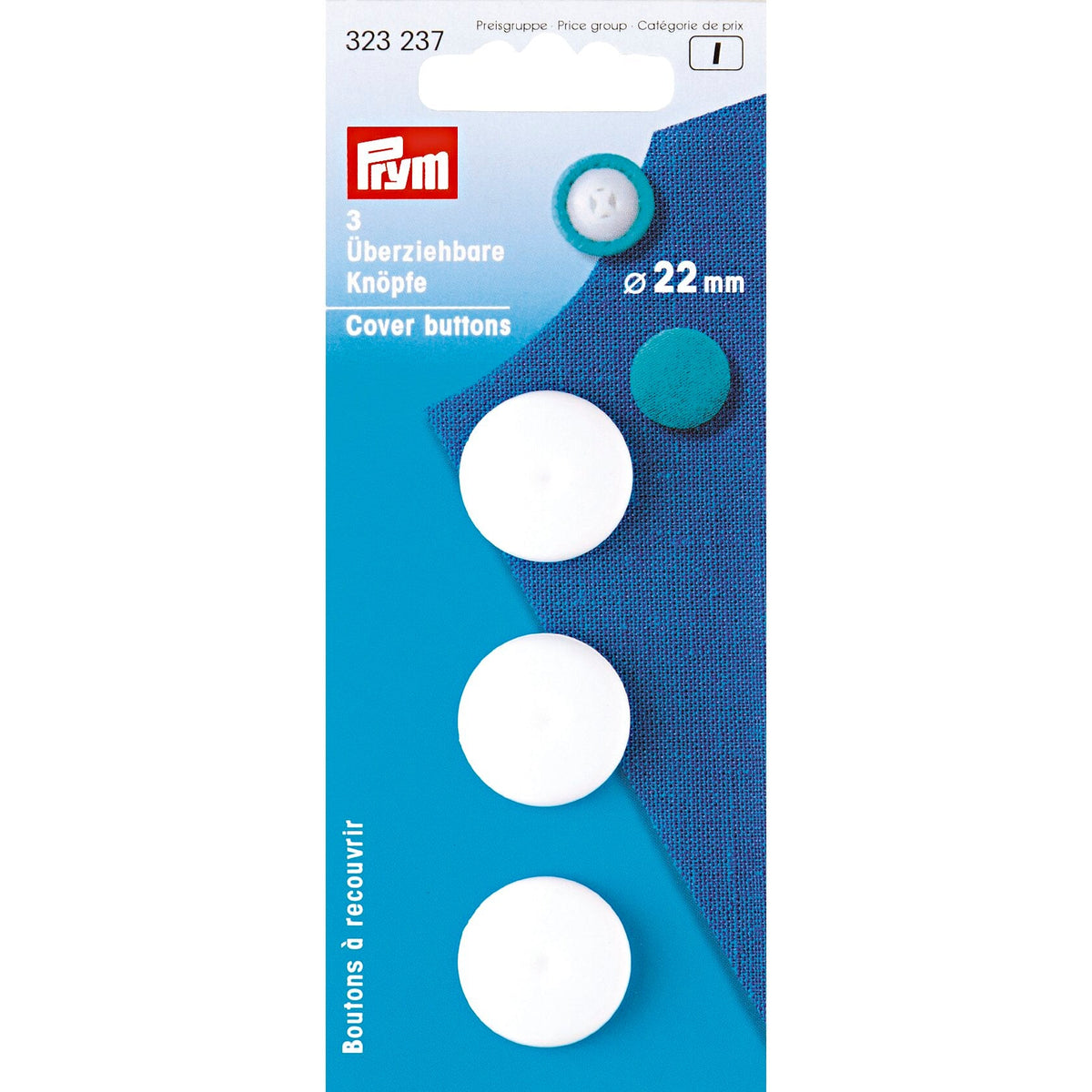 Prym Cover Buttons 22mm Plastic White - 323237