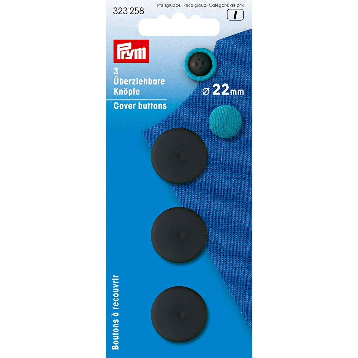 Prym Black Plastic Cover Buttons 22mm - 323258