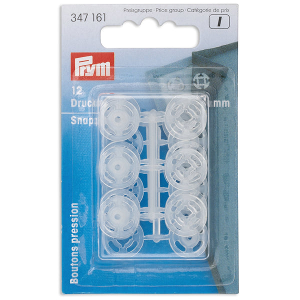 Prym Sew-On Snap Fasteners: 13mm Transparent Plastic - 347161