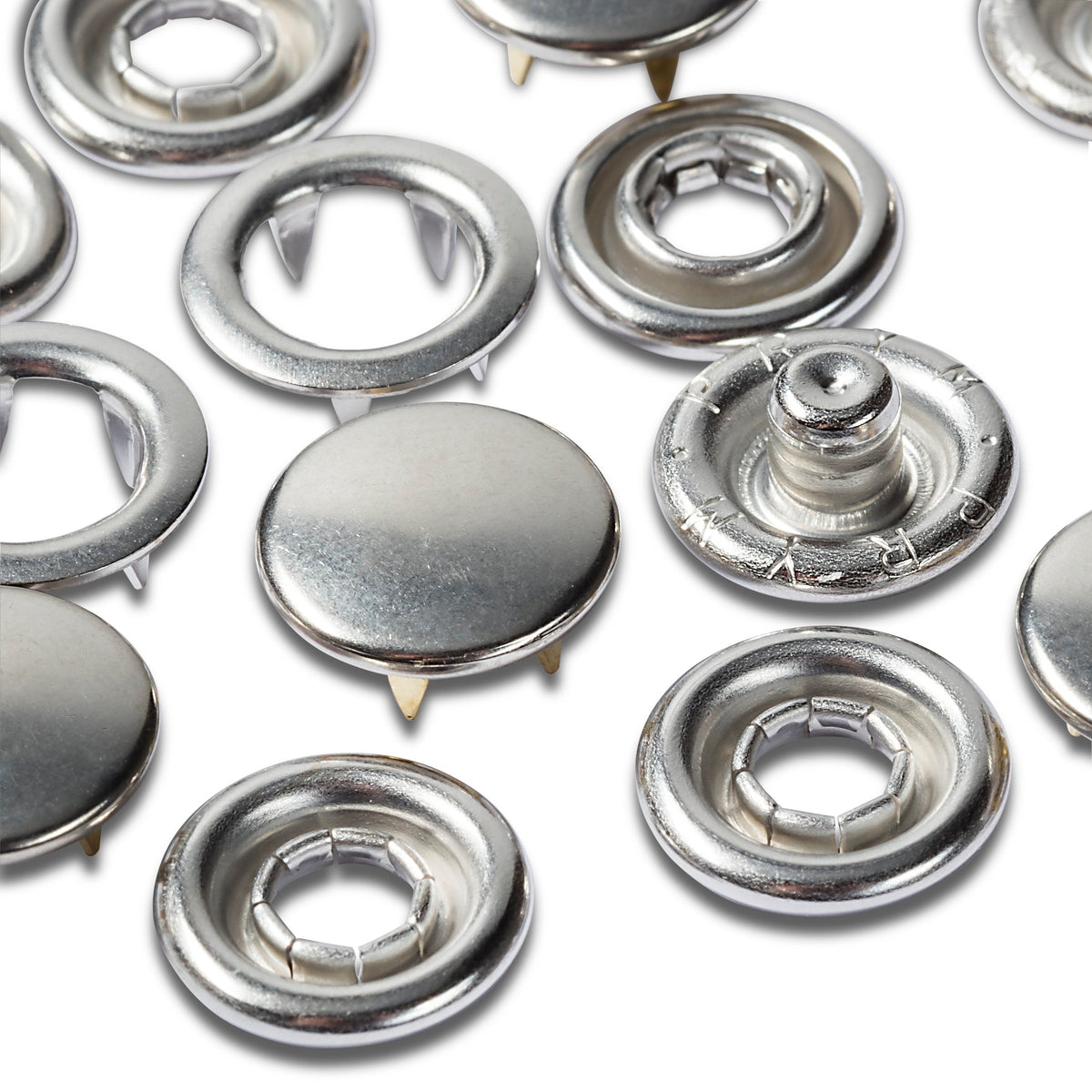 Prym Refill Packs: Brass 390120 Silver Cap 10mm - 390104