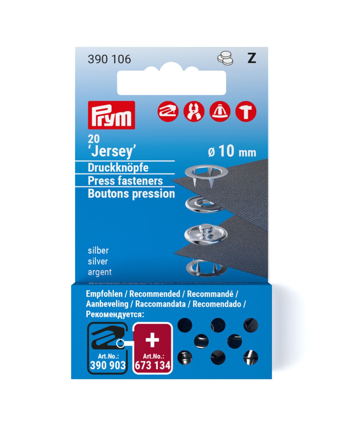Prym Refill Packs: Brass Pronged Ring Silver 10mm 390107 - 390106