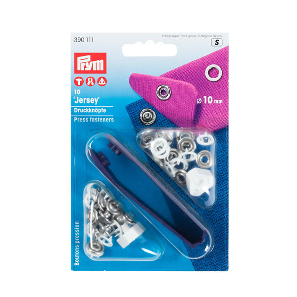 Prym Non-Sew JERSEY Brass Fasteners 10mm White Pronged Ring - 390111