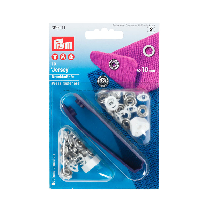 Prym Non-Sew JERSEY Brass Fasteners 10mm White Pronged Ring - 390111