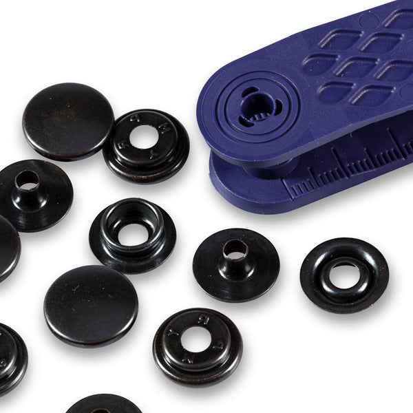 Prym Non-Sew Fasteners: Brass 15mm Black for Sport & Camping - 390200