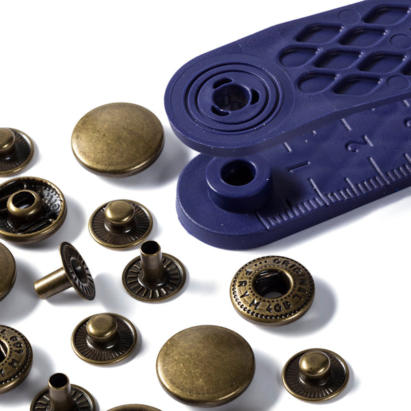 Prym Non-Sew Fasteners: ANORAK Brass 15mm Antique Finish - 390299