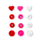Prym Love Colourful Press Fasteners: Heart 12.4mm Red/White/Pink - 393031