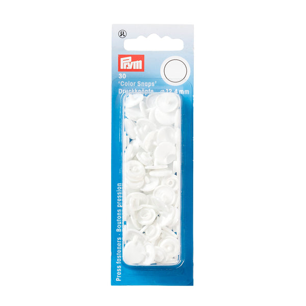 Prym Non-Sew Colour Snaps 12.4mm White: Easy Fastening Solution - 393103