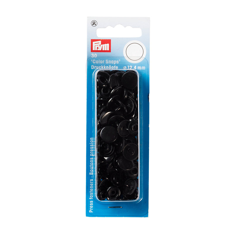 Prym Non-Sew Colour Snaps 12.4mm Black: Easy Fastening Solution - 393105