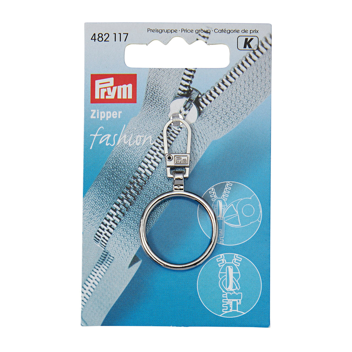 Prym Fashion Zipper Pullers: Stylish Silver Ring Metal Design - 482117