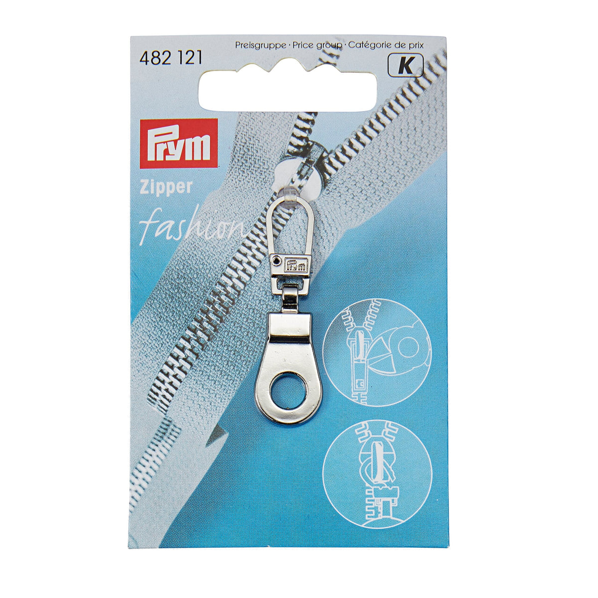 Prym Fashion Zipper Pullers: Silver Eyelet Metal Colour - 482121