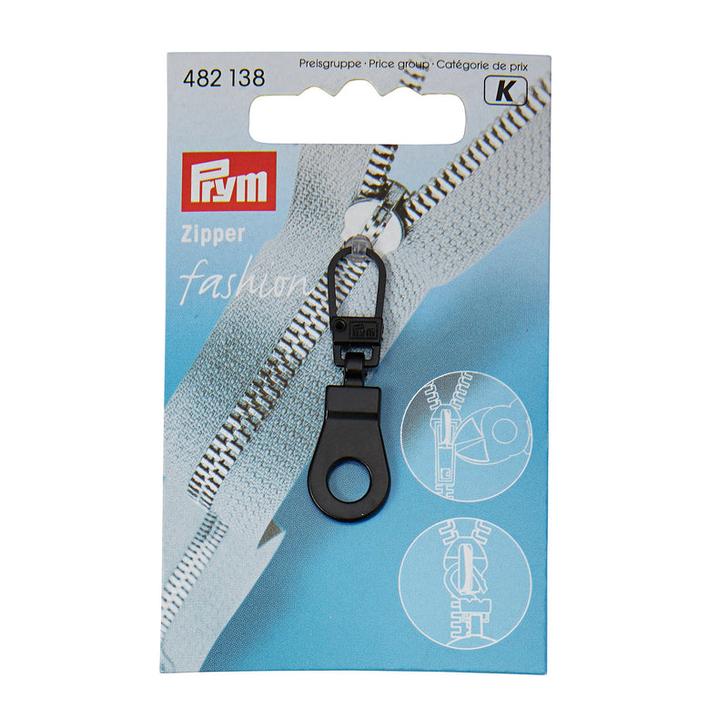 Prym Fashion Zipper Pullers: Black Metal Eyelets for Style - 482138