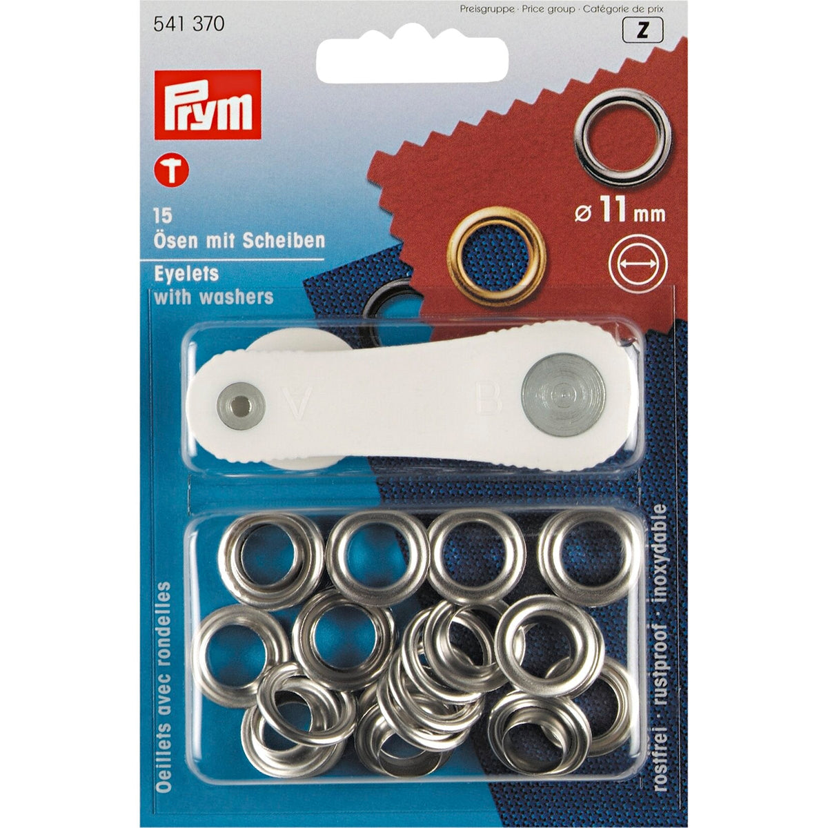 Prym Eyelets and Washers 11mm Brass Silver - 541370