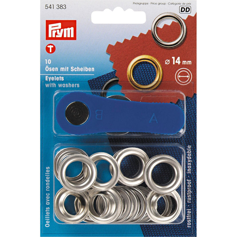 Prym Eyelets & Washers 14mm Brass Silver-Coloured - 541383