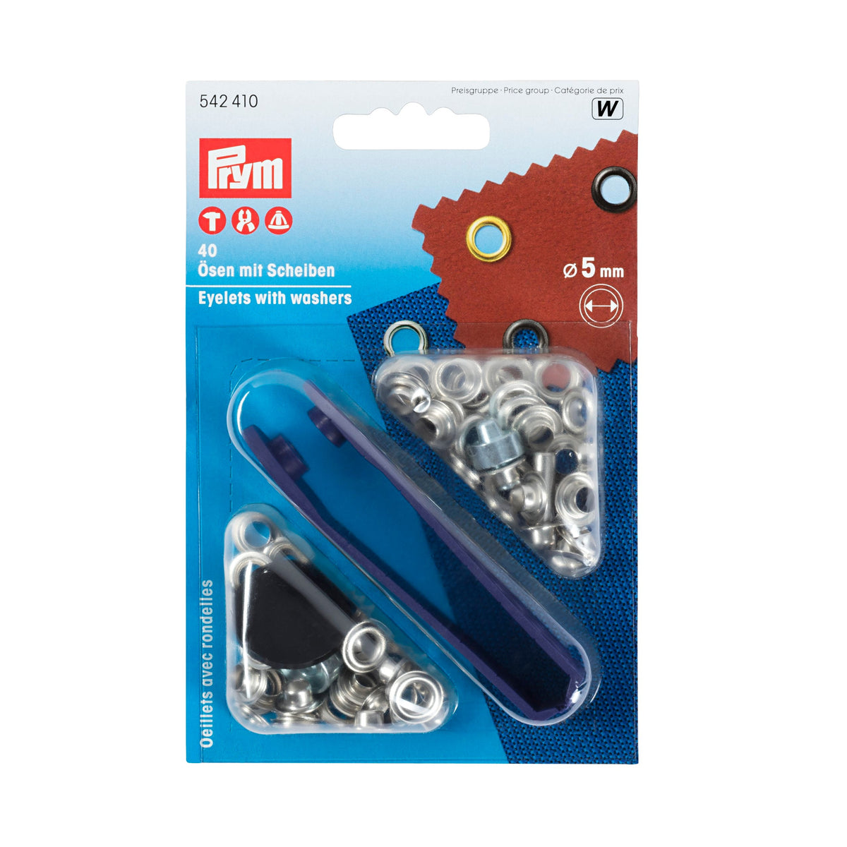 Prym Eyelets and Washers 5mm Silver 40 Pack - 542410