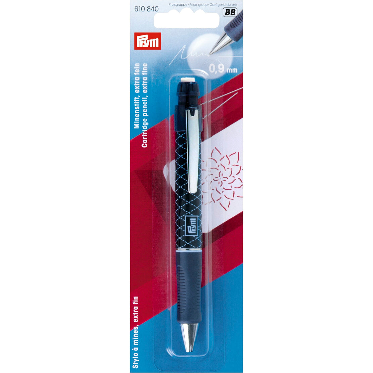 Prym Cartridge Pencil Blue with 2 Cartridges 0.9mm White - 610840