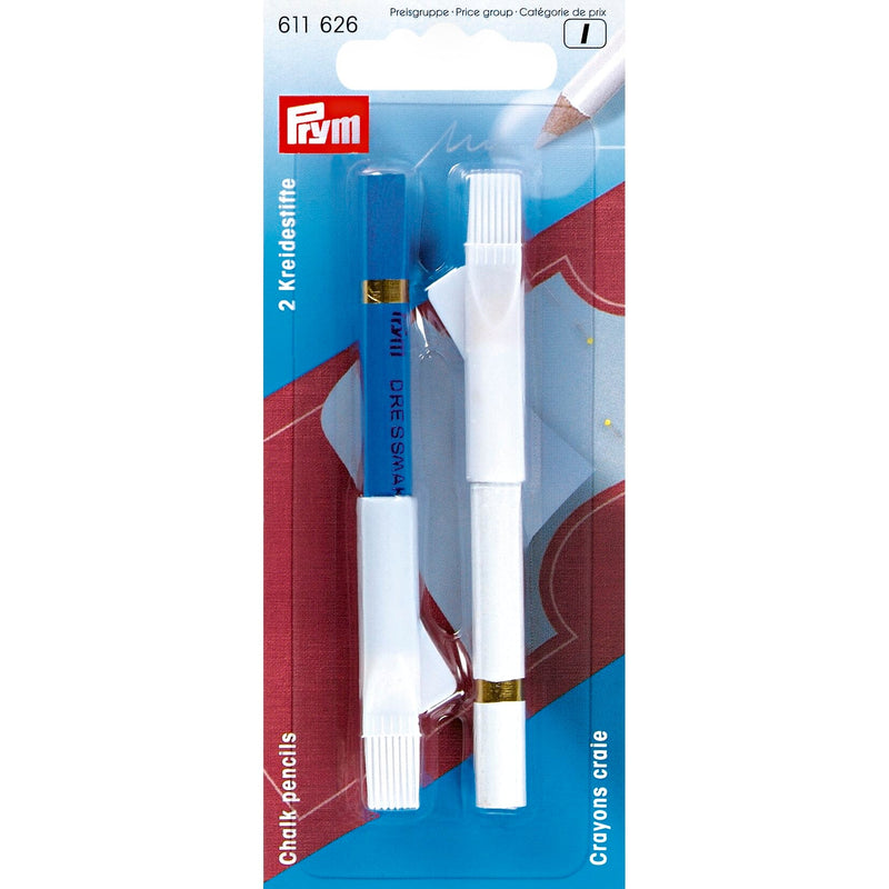 Prym Chalk Pencils with Brush White/Blue - 611626