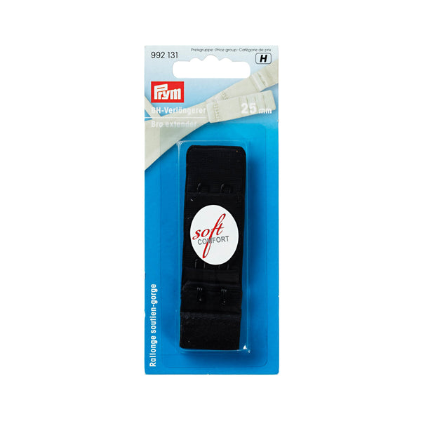 Prym Bra Extender 25mm: 3x2 Hooks in Black for Perfect Fit - 992131