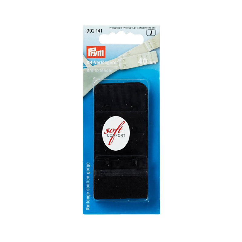 Prym Bra Extender 40mm: 3x2 Hooks in Black for Perfect Fit - 992141