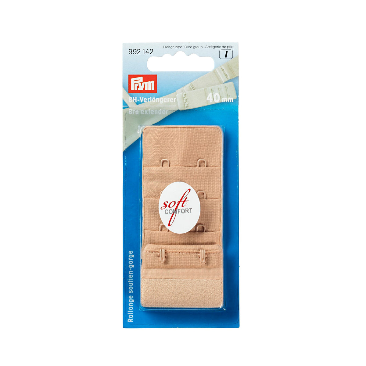 Prym Bra Extender 40mm: 3x2 Hooks in Flesh for Perfect Fit - 992142