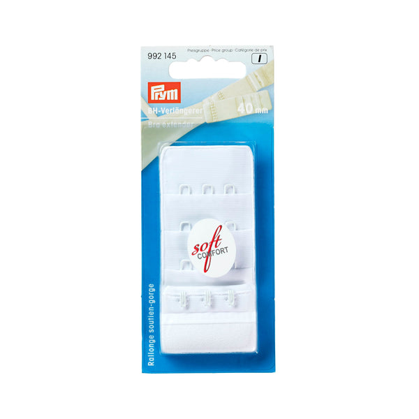 Prym Bra Extender 40mm: 3x3 Hooks in White for Perfect Fit - 992145