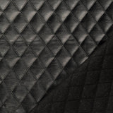 Enzo Faux Leather Stitched Embossed Coating Jacketing Fabric - Black Diamond