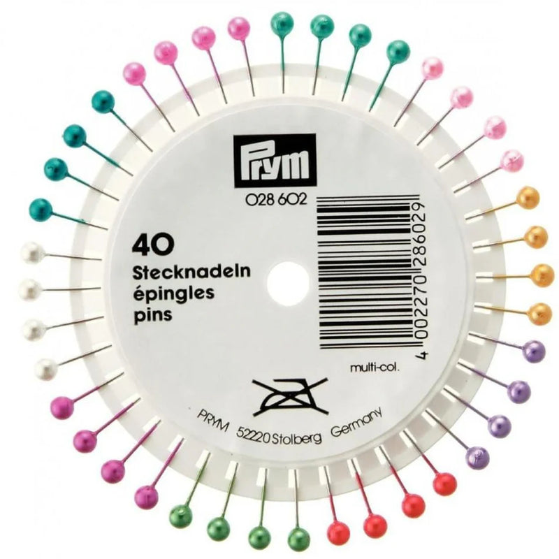 Prym Pearl-Headed Pins Col 40x0.58, Pack of 40 - 028602