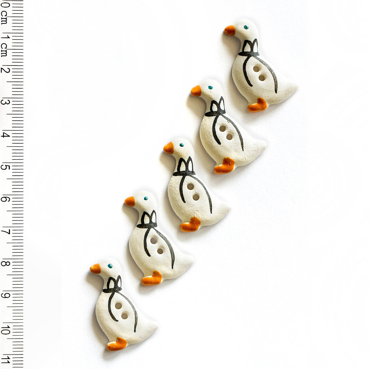 Handmade Sewing Buttons - White Goose