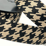 38mm Houndstooth Bag Making Webbing Strong Strap Material - Black/Gold