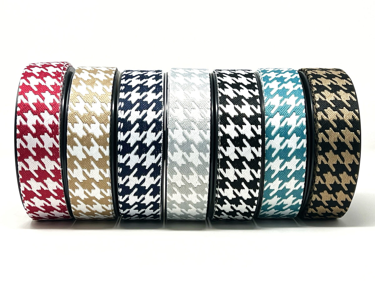 38mm Houndstooth Bag Making Webbing Strong Strap Material - Black/Gold