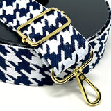 38mm Houndstooth Bag Making Webbing Strong Strap Material - White/Navy