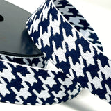 38mm Houndstooth Bag Making Webbing Strong Strap Material - White/Navy