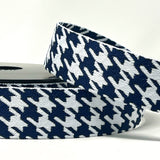 38mm Houndstooth Bag Making Webbing Strong Strap Material - White/Navy