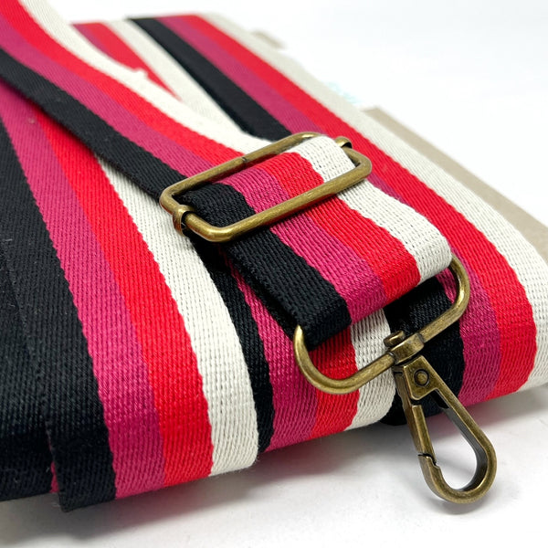 38mm Stripe Bag Making Webbing Strong Strap Material - Black/Fuchsia/Red/Natural