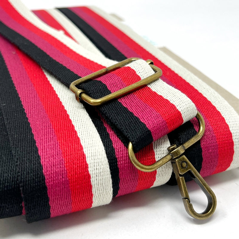 38mm Stripe Bag Making Webbing Strong Strap Material - Black/Fuchsia/Red/Natural