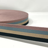 38mm Stripe Bag Making Webbing Strong Strap Material - Black/Natural/Blue/Pink