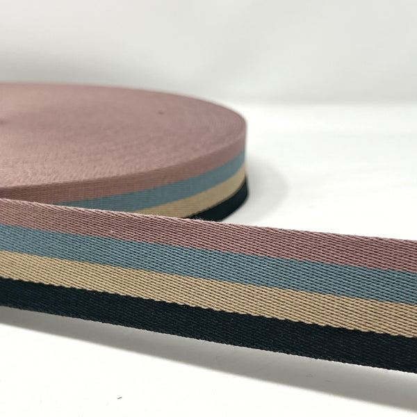 38mm Stripe Bag Making Webbing Strong Strap Material - Black/Natural/Blue/Pink
