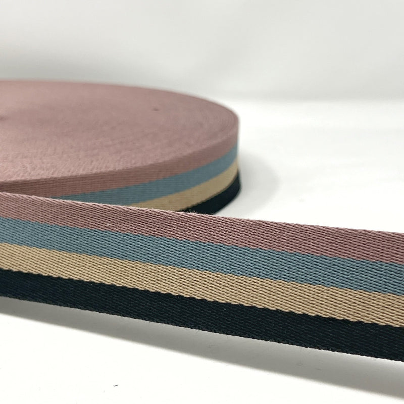 38mm Stripe Bag Making Webbing Strong Strap Material - Black/Natural/Blue/Pink