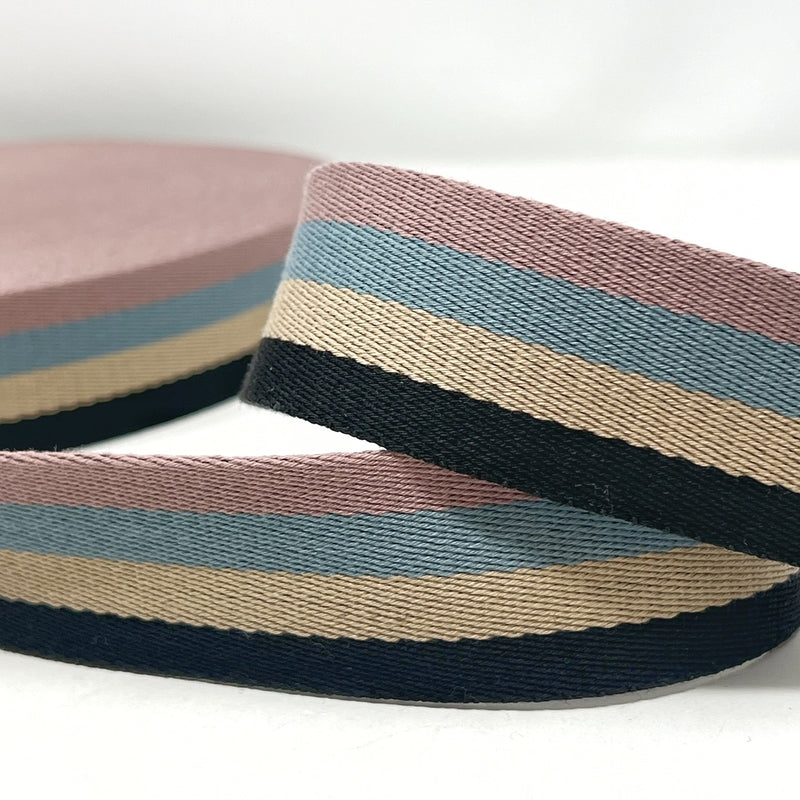 38mm Stripe Bag Making Webbing Strong Strap Material - Black/Natural/Blue/Pink
