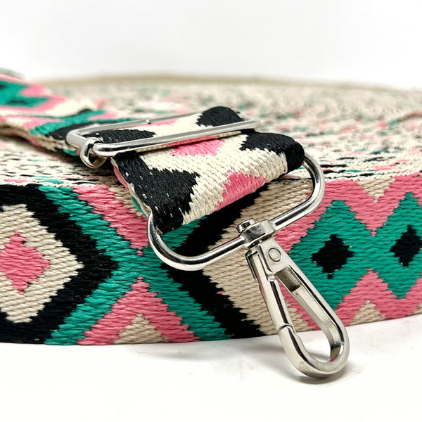 38mm Tribal Bag Making Webbing Strong Strap Material - Stone/Pink/Jade/Black