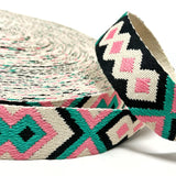 38mm Tribal Bag Making Webbing Strong Strap Material - Stone/Pink/Jade/Black