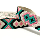 38mm Tribal Bag Making Webbing Strong Strap Material - Stone/Pink/Jade/Black